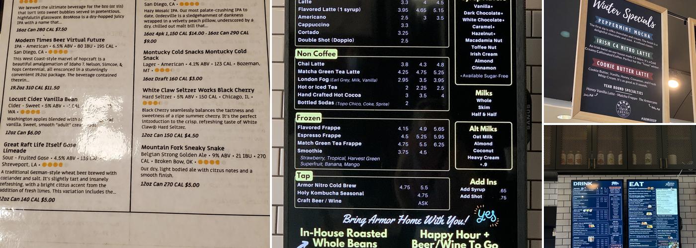 Armor Coffee Co Menu