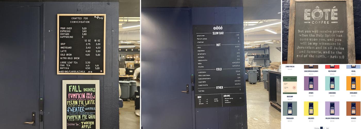 Eote Coffee Menu
