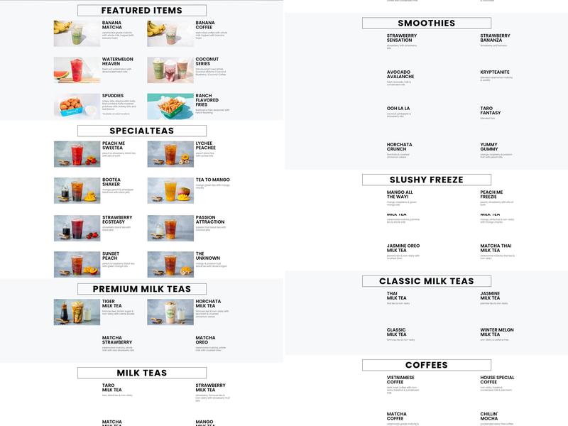 Tastea San Diego Menu