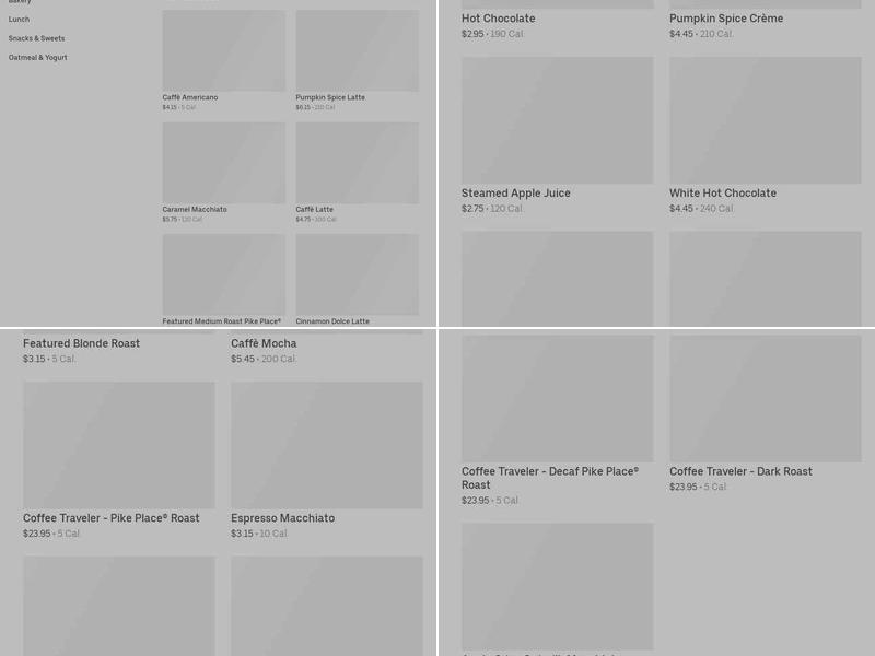 Starbucks Menu