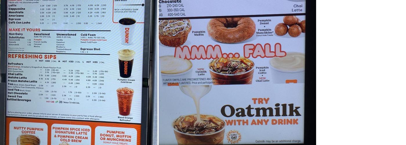 Dunkin' Menu