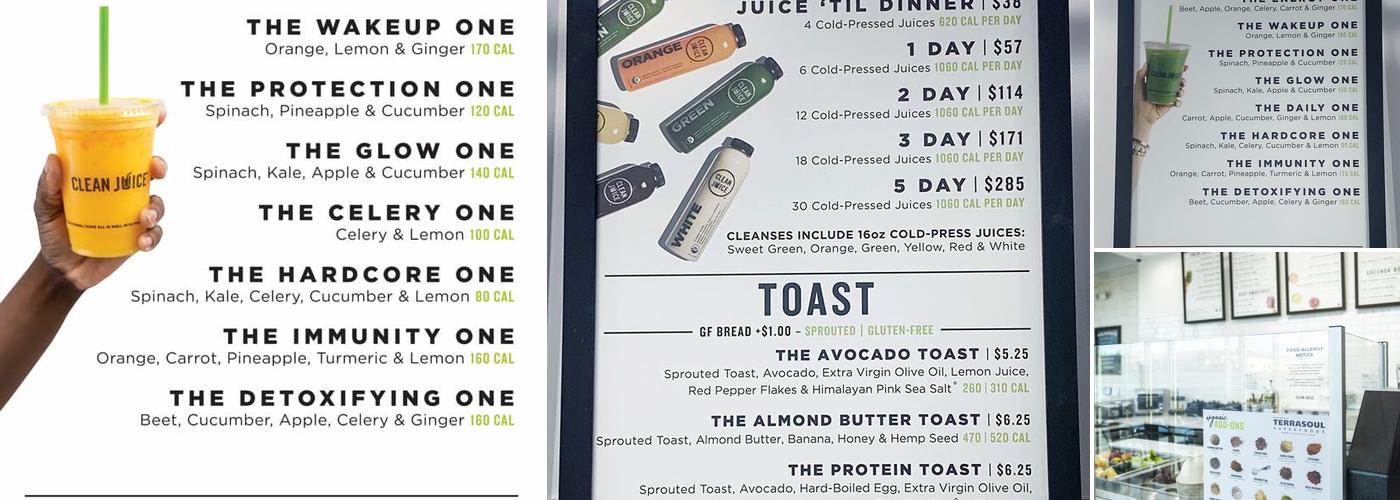 Clean Juice Menu
