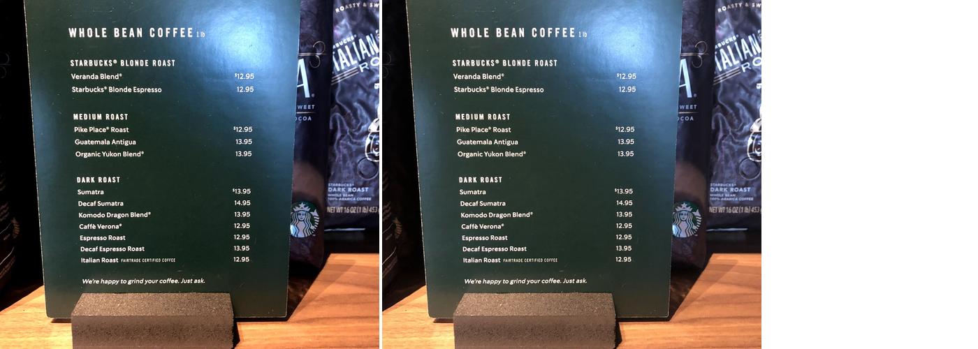 Starbucks Menu