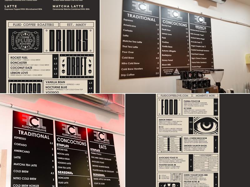 FLUID Coffee Roasters Menu