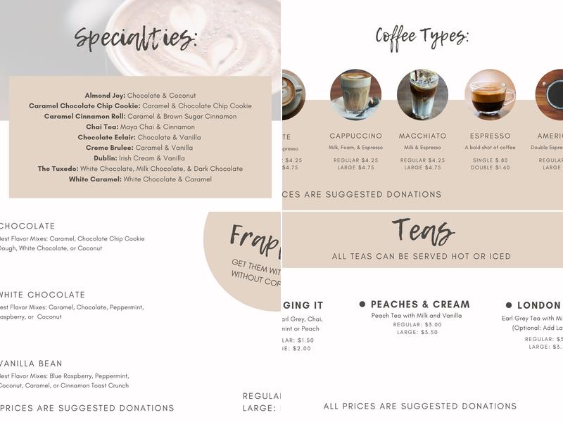 Upper Room Café Menu