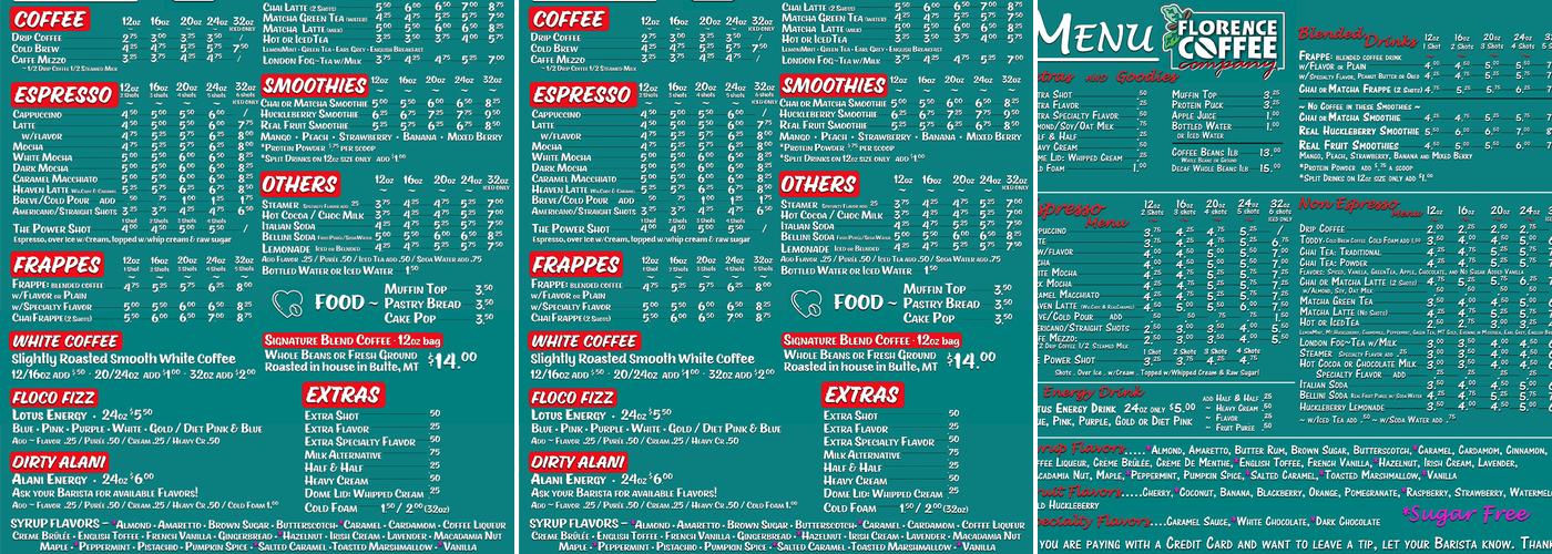 Florence Coffee Co Menu
