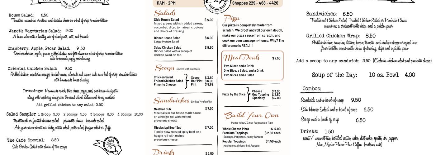 Cafe At Fourth & Cherry Menu