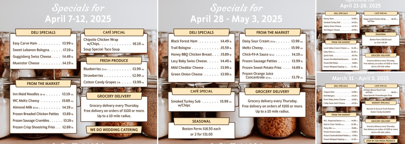 Sunrise Market & Cafe Menu