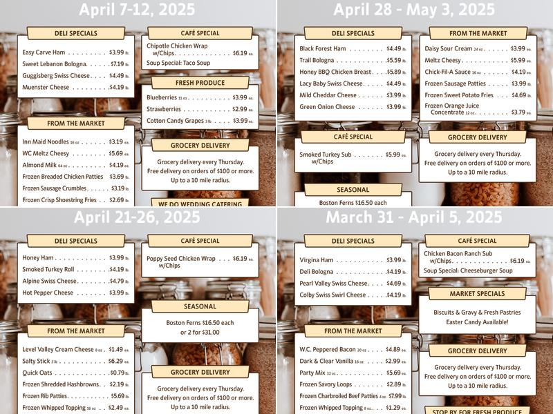 Sunrise Market & Cafe Menu