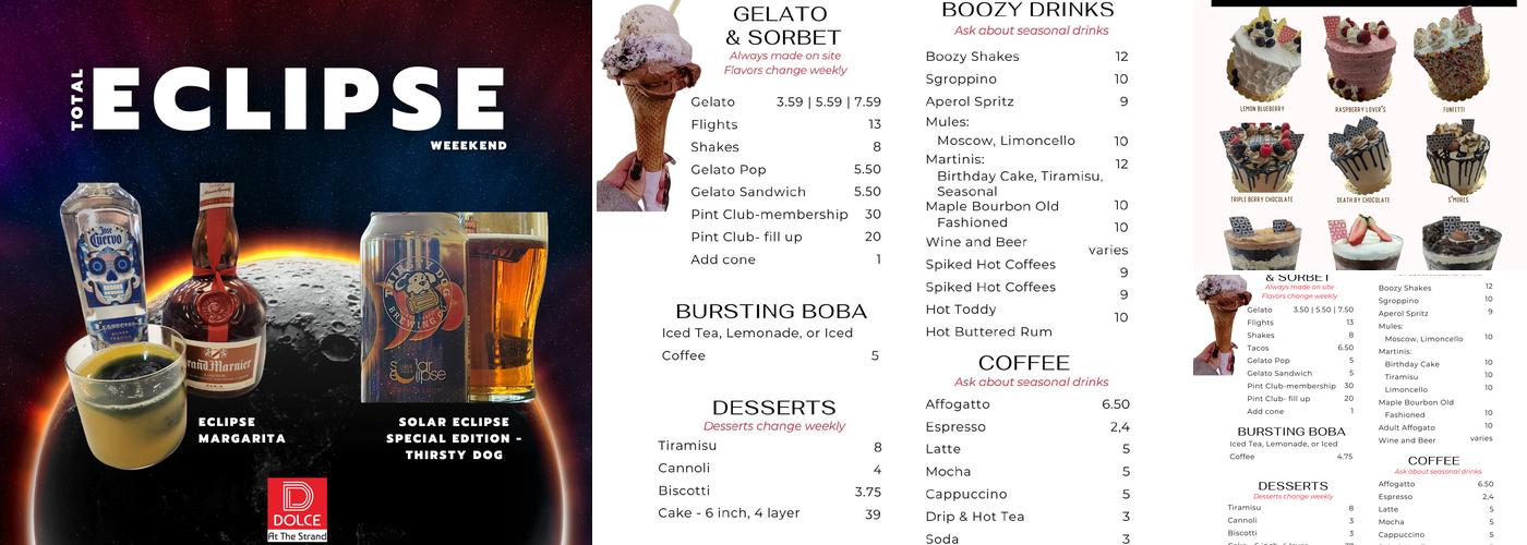 Dolce at the Strand Menu