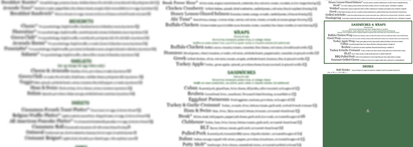 Parkside Cafe Evergreen Menu