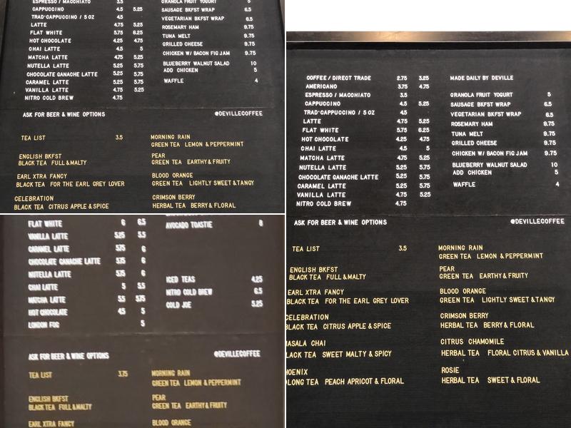 Deville Coffee Menu