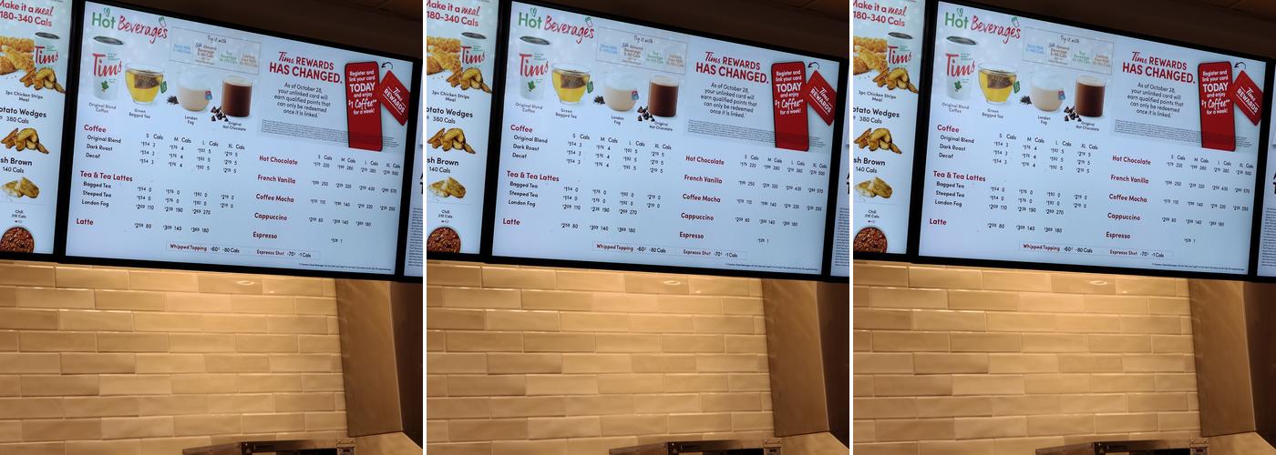 Tim Hortons Menu