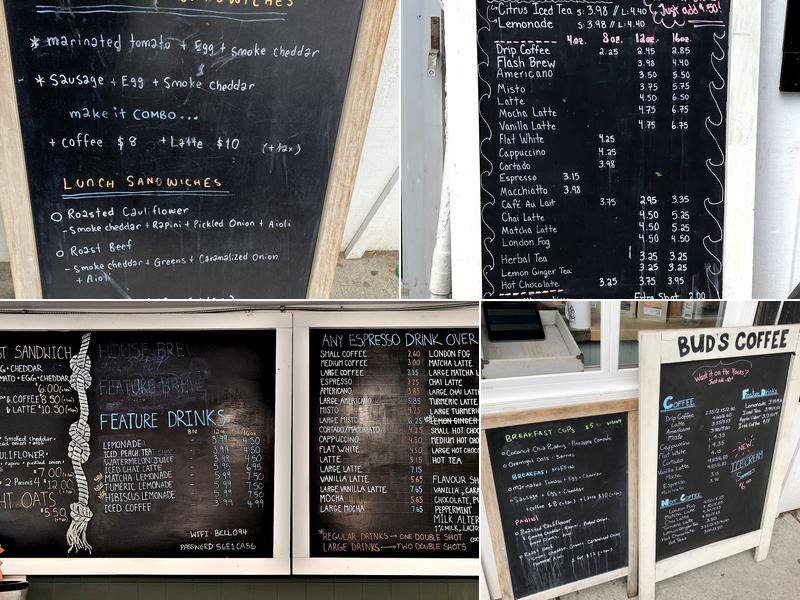 Bud's Coffee Menu