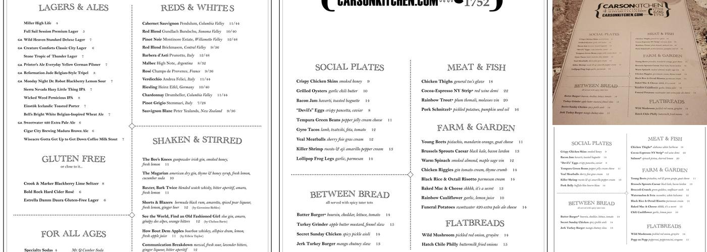 Carson Kitchen Menu