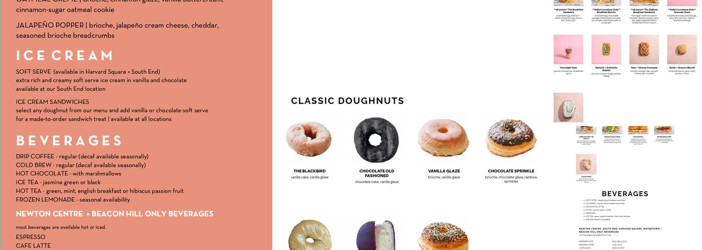 Blackbird Doughnuts Newton Centre Menu