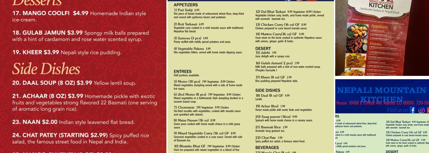 Nepali Mountain Kitchen Menu
