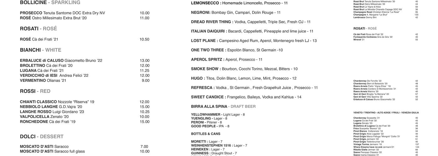 Lé Fresca Menu