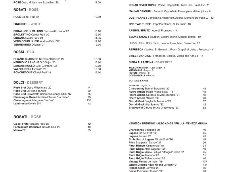 Lé Fresca Menu