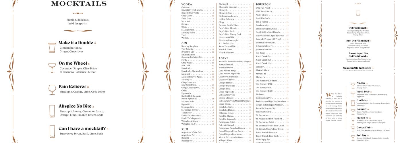 Bar 1903 Menu