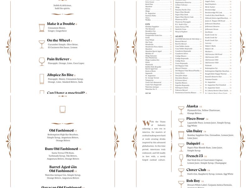 Bar 1903 Menu
