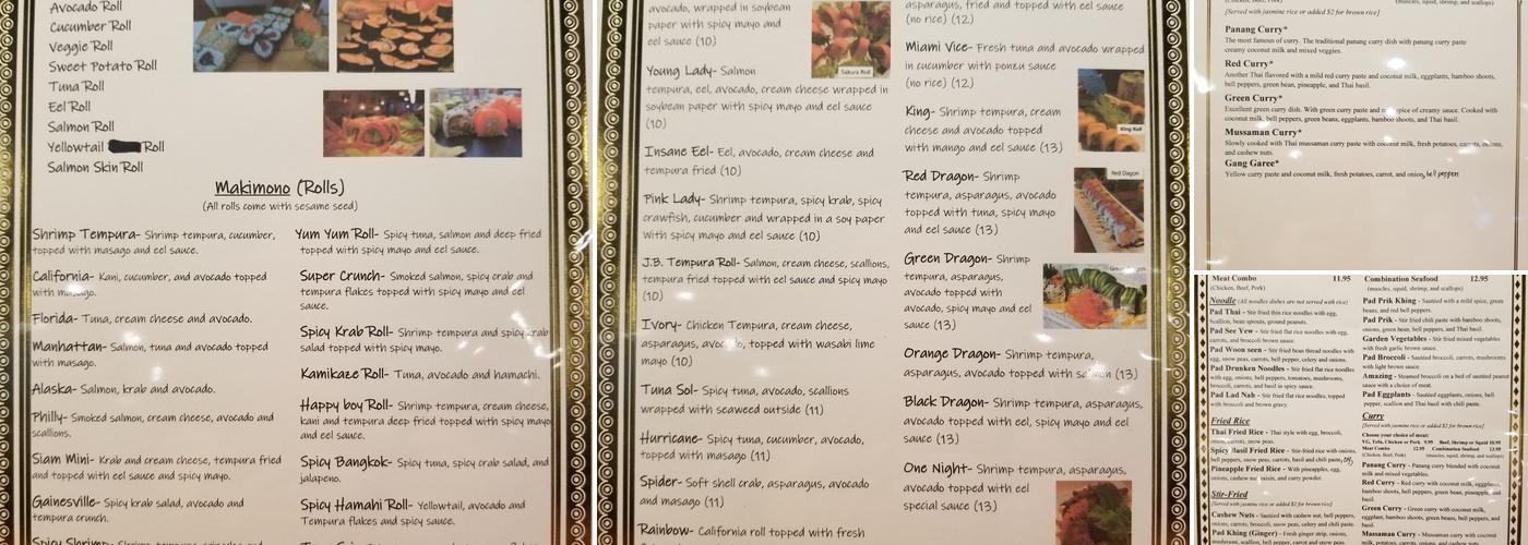 Tup Tim Thai Restaurant and Sushi Bar Menu