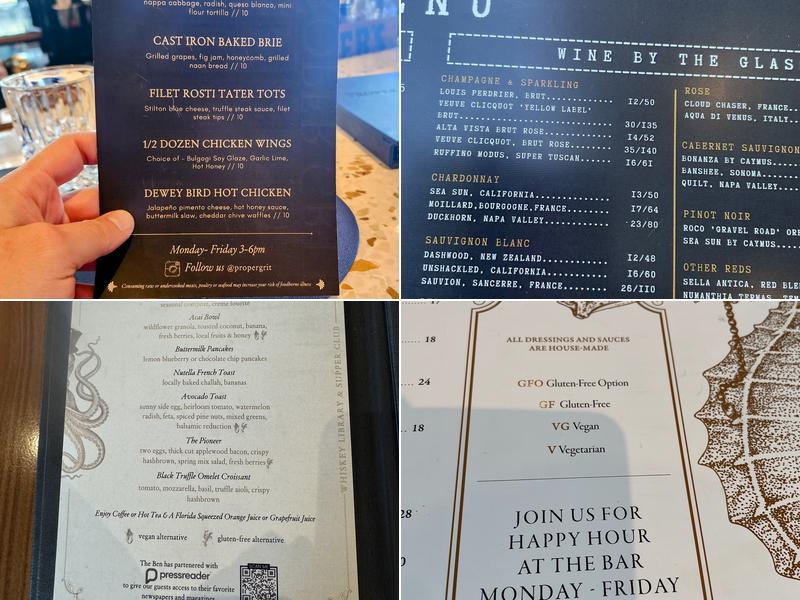 Proper Grit Menu