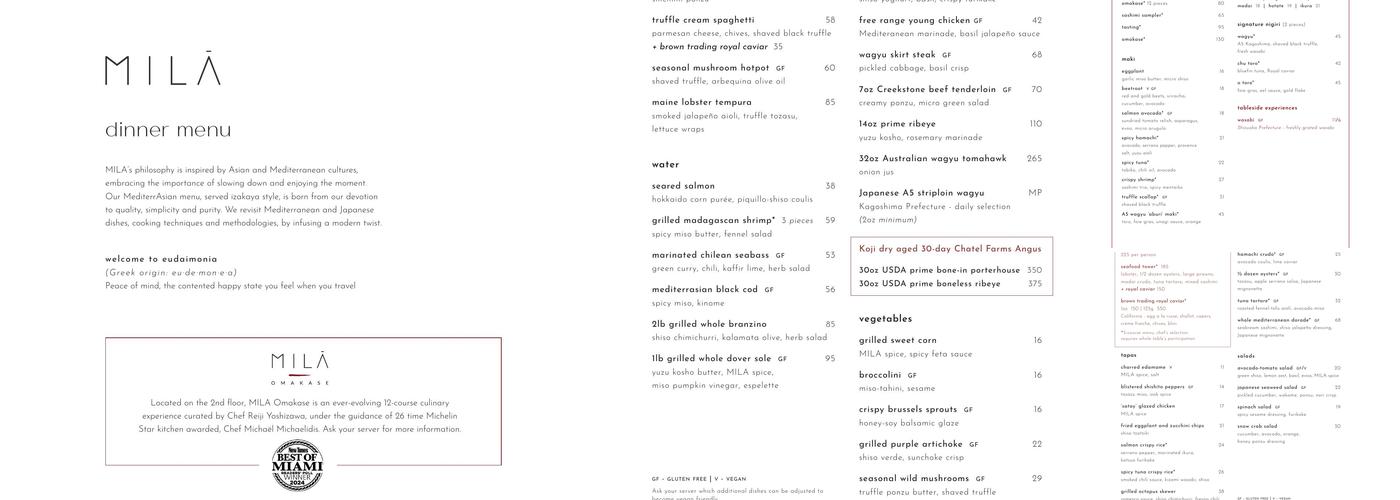 MILA Menu