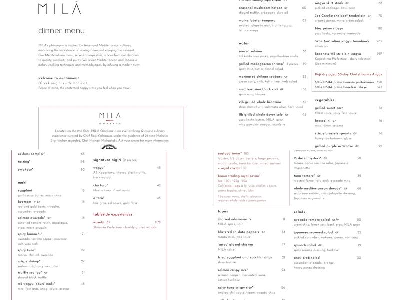 MILA Menu