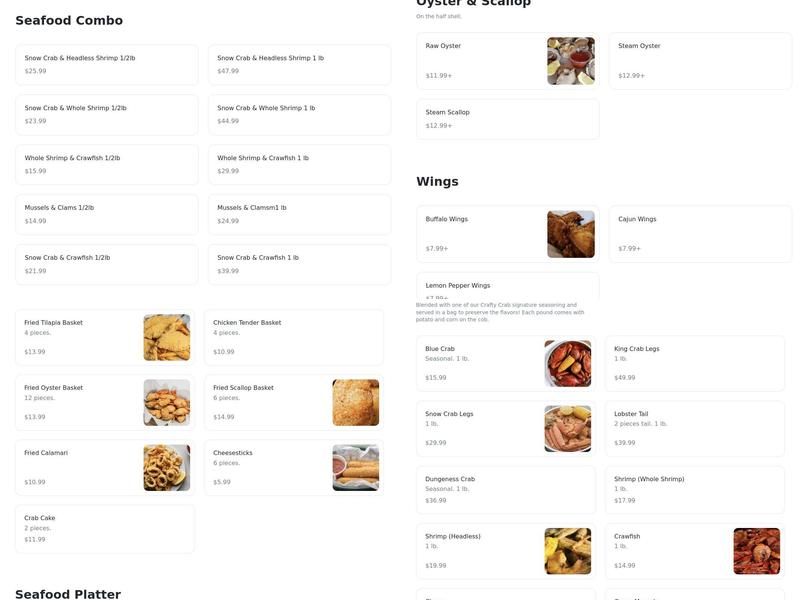 Crafty Crab Altamonte Springs Menu