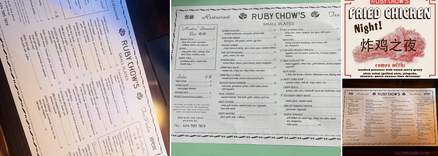 Ruby Chow's Menu