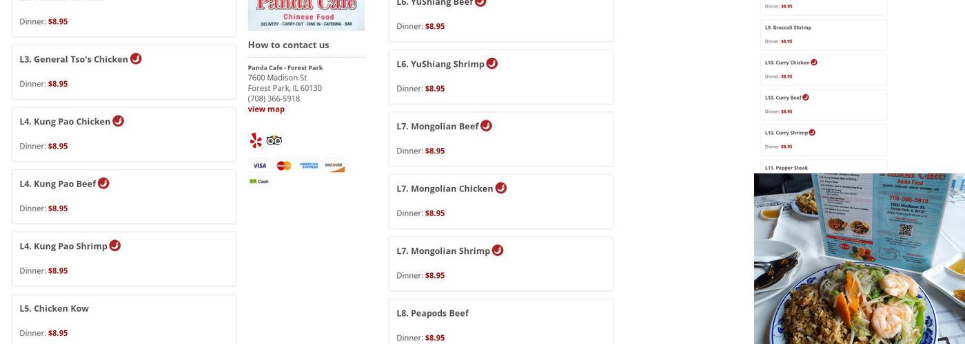 Panda Cafe Menu