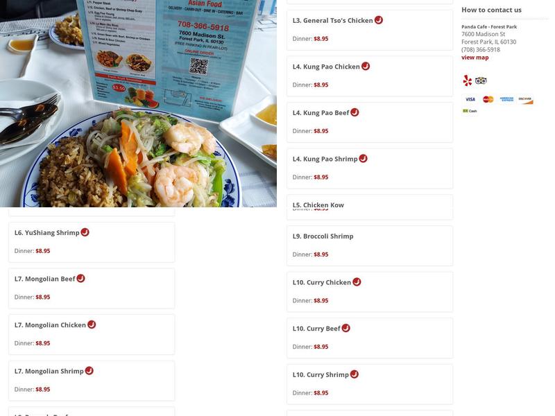 Panda Cafe Menu