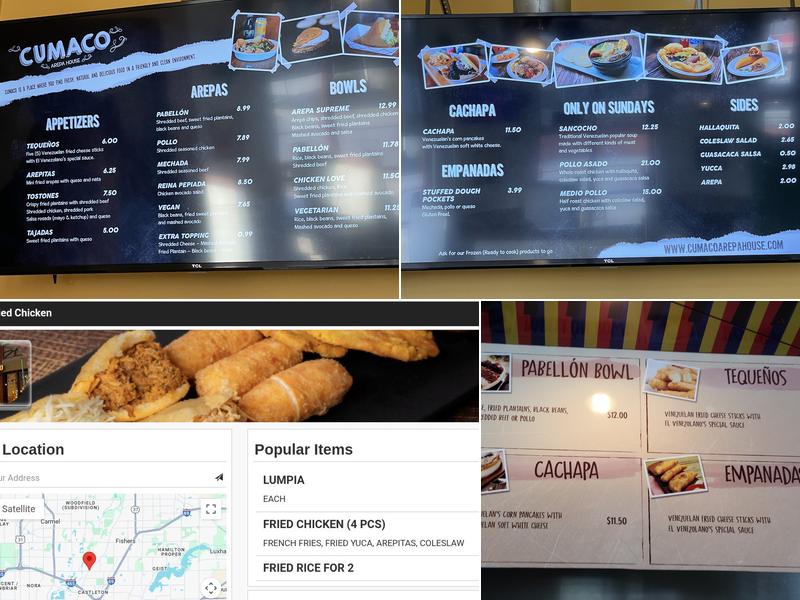 Cumaco Arepa House Menu