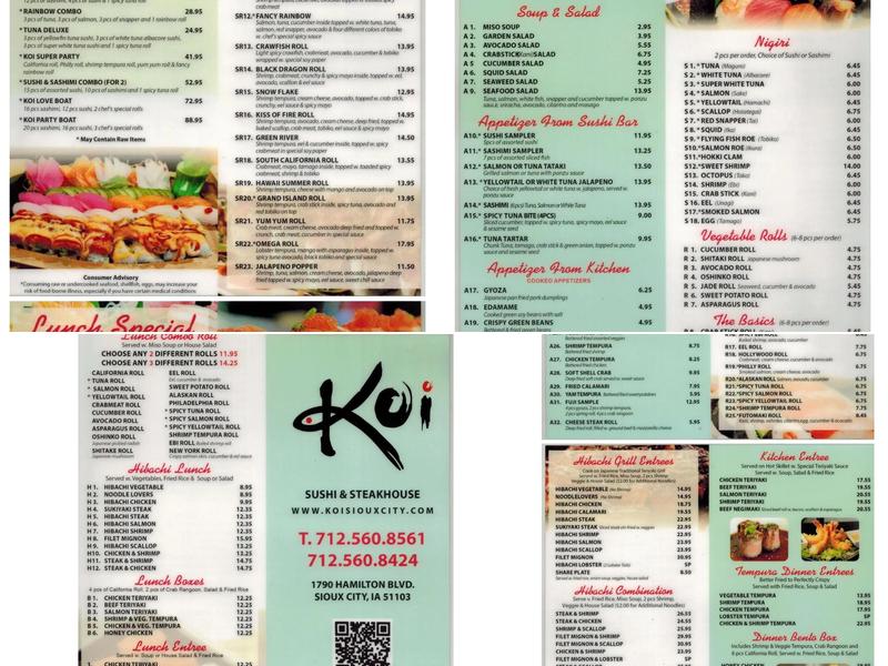 Koi Sushi & Steakhouse Menu