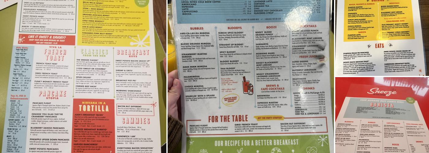 Snooze, an A.M. Eatery Menu