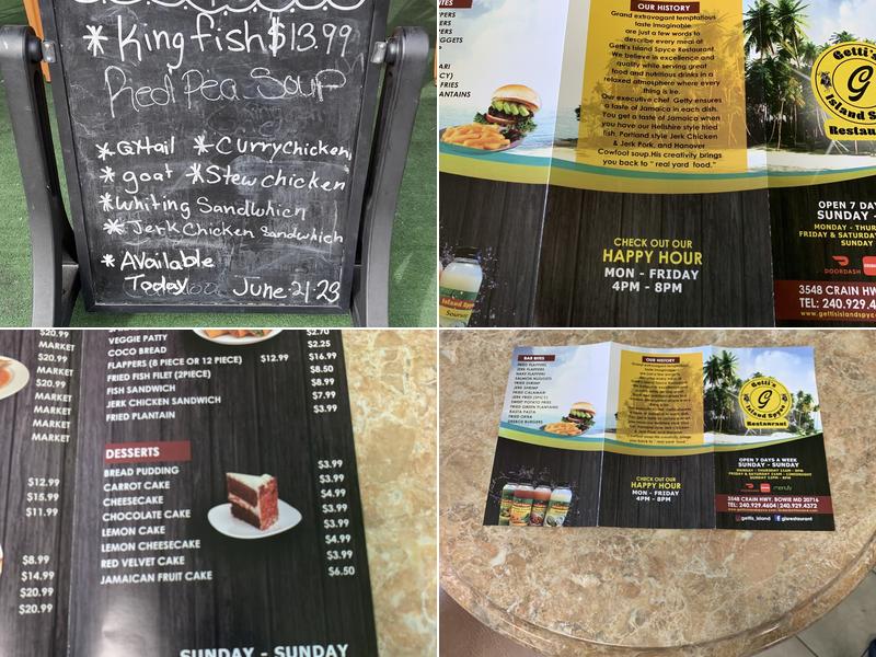 Getti's Island Spyce Restaurant & Lounge Menu