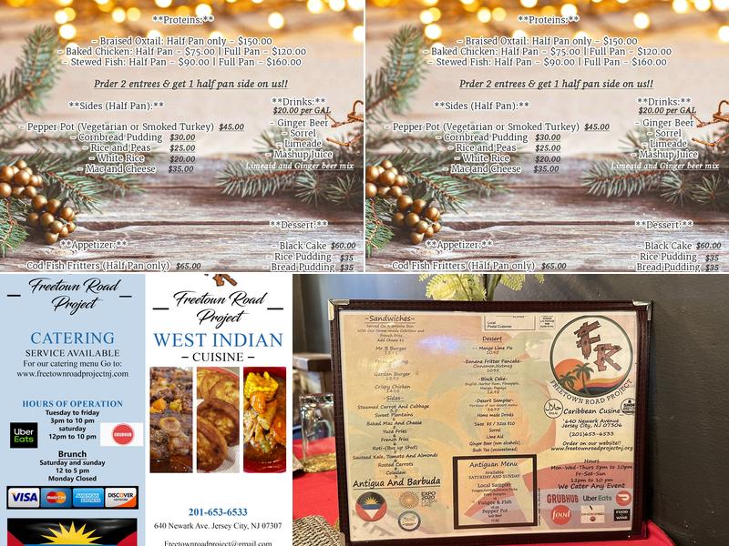 Freetown Road Project Caribbean Catering Menu