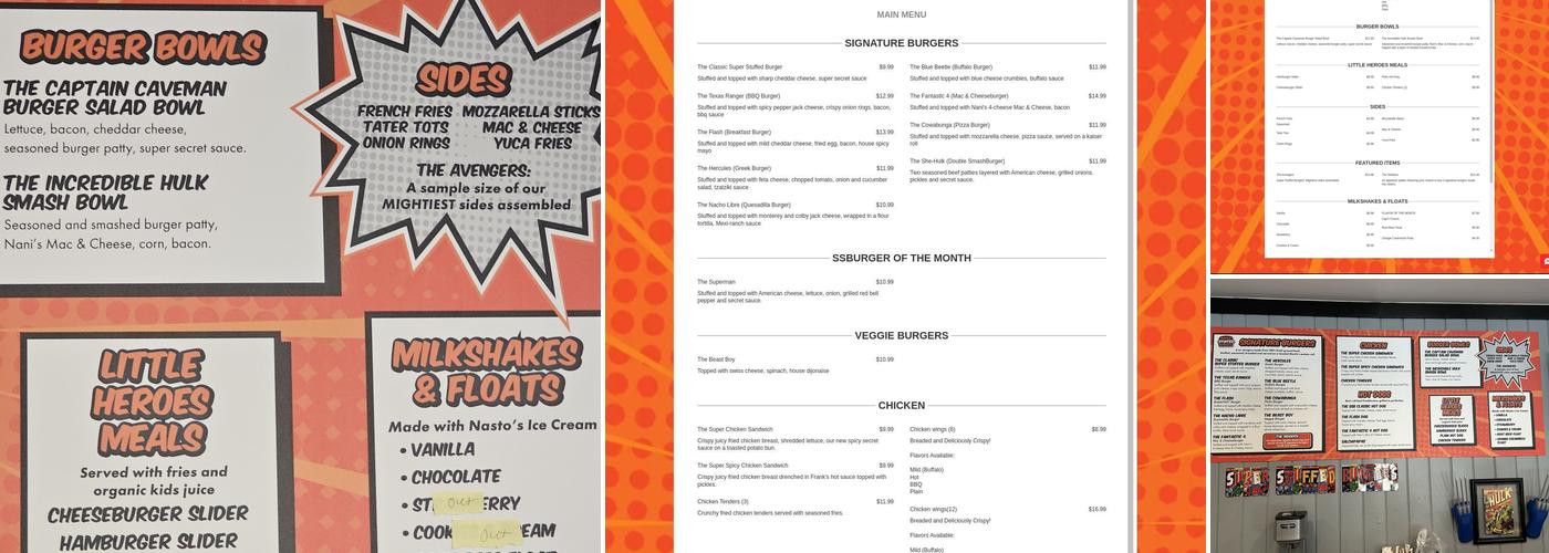 Super Stuffed Burgers Menu