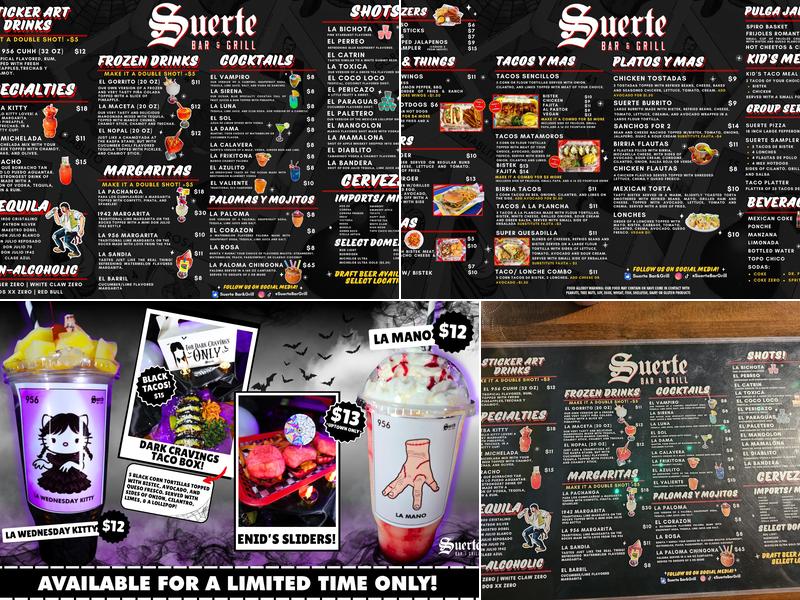 Suerte Bar & Grill Uptown Menu