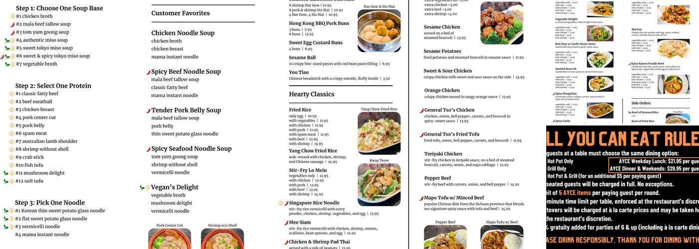 100°C Grill & Hot Pot Menu