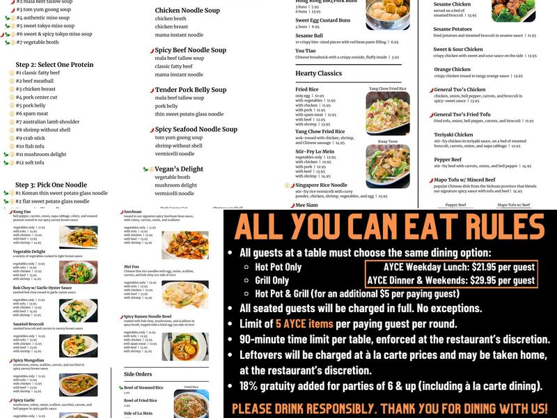 100°C Grill & Hot Pot Menu