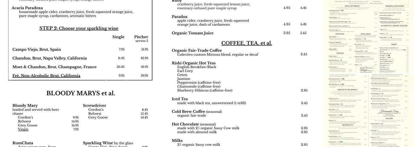 Mimosa Menu