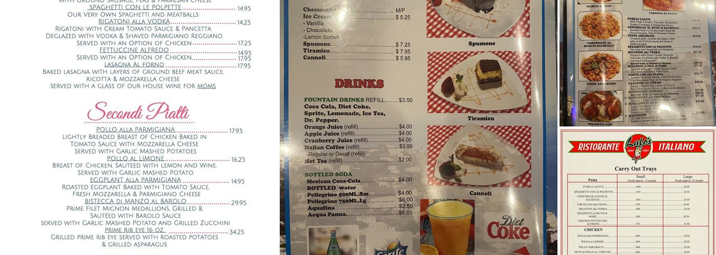 Lalo's Ristorante Italiano Menu