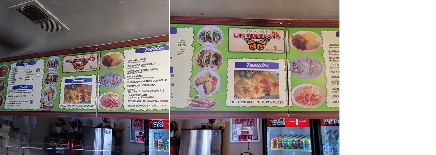Las Monarca's Menu