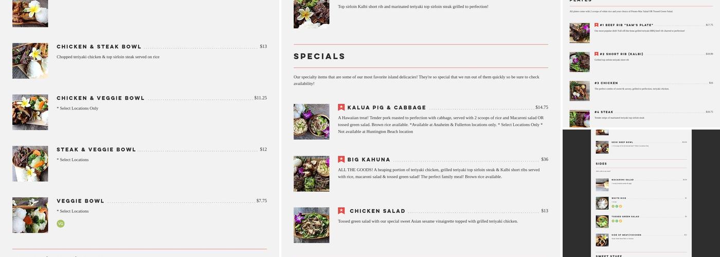 Matiki Island BBQ Menu