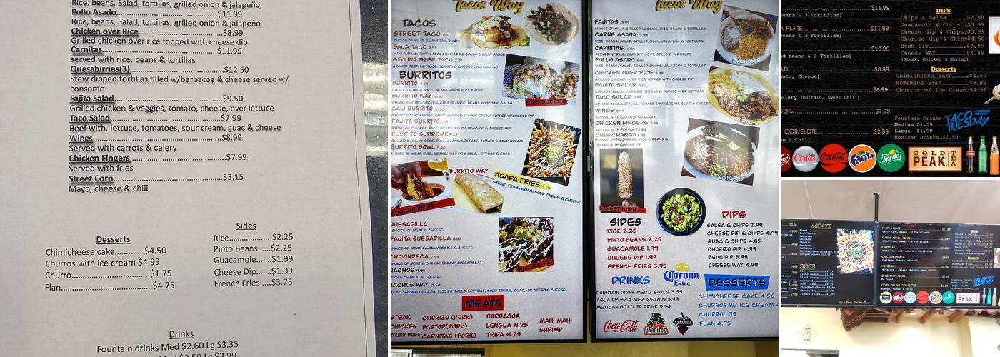Tacos Way Menu
