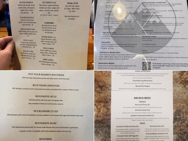Crystal Ridge Distillery Menu