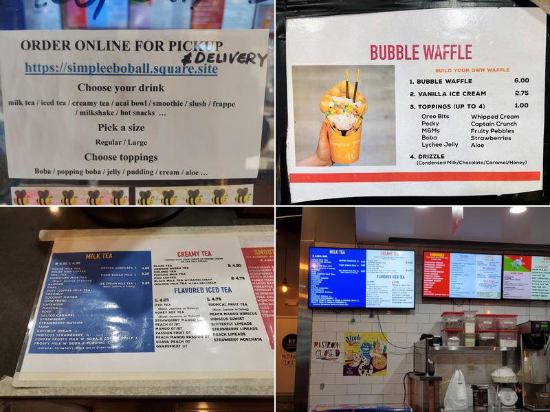 Simplee Boba Menu