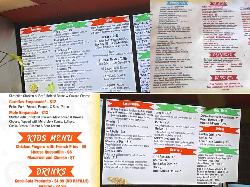 Salsas 4 Taqueria Menu